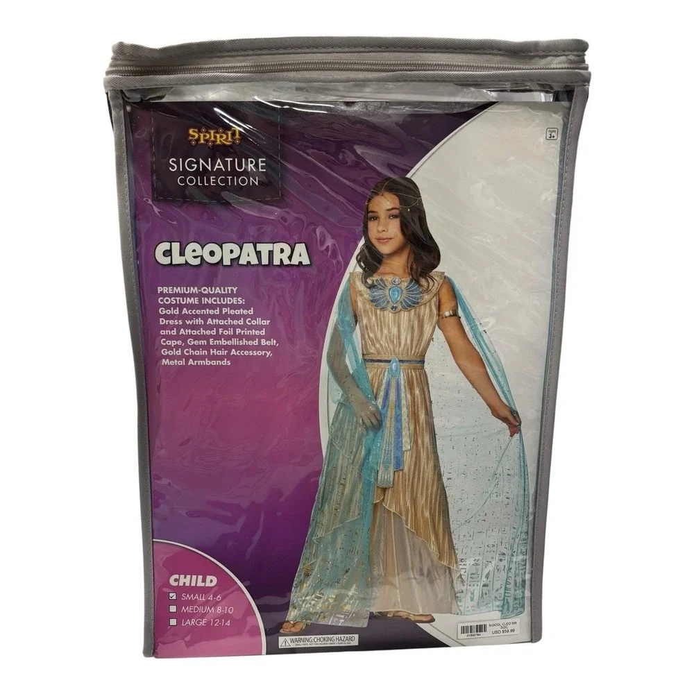 Spirit Halloween Cleopatra Costume Child Small 4-6 NWT 6 Piece Stunning - Picture 1 of 7